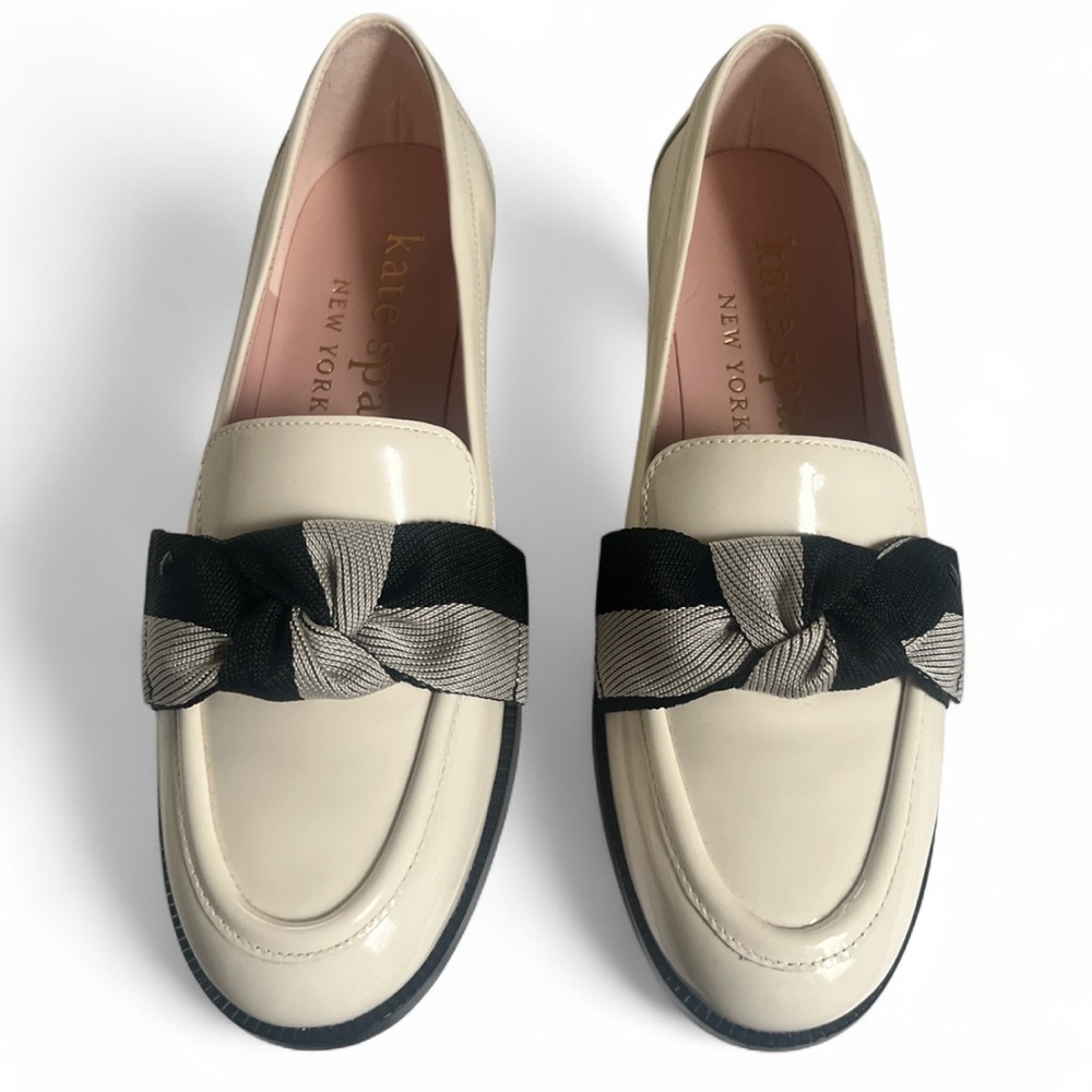 Kate Spade Leandra patent leather bow loafers